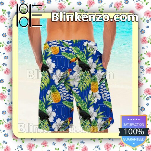 Personalized Duke Blue Devils Parrot Floral Tropical Mens Shirt, Swim Trunk a
