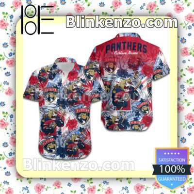 Personalized Florida Panthers Tropical Floral America Flag Mens Shirt, Swim Trunk a
