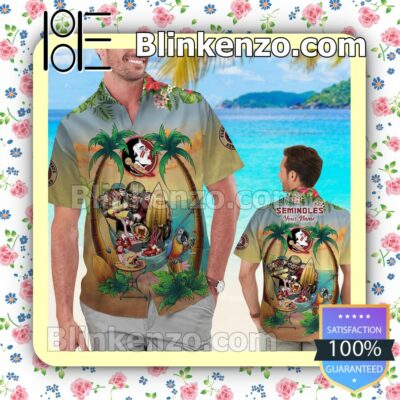 Personalized Florida State Seminoles Flamingo Parrot Mens Shirt, Swim Trunk