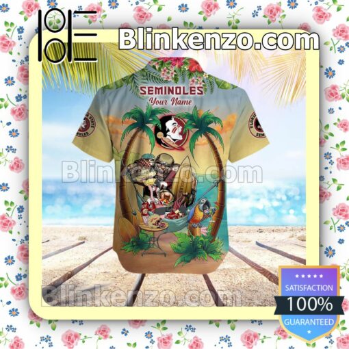 Personalized Florida State Seminoles Flamingo Parrot Mens Shirt, Swim Trunk a