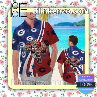 Personalized Georgia Bulldogs American Flag Mens Shirt, Swim Trunk