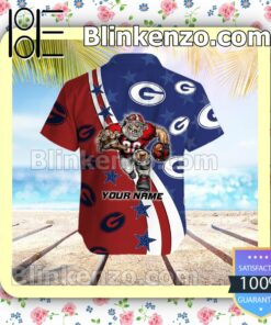 Personalized Georgia Bulldogs American Flag Mens Shirt, Swim Trunk a