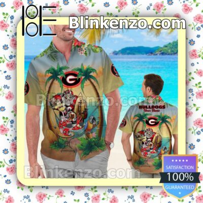 Personalized Georgia Bulldogs Flamingo Parrot Mens Shirt, Swim Trunk