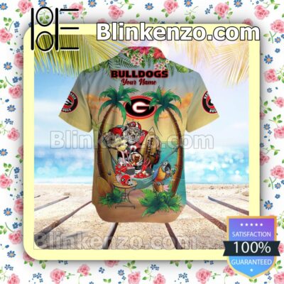 Personalized Georgia Bulldogs Flamingo Parrot Mens Shirt, Swim Trunk a