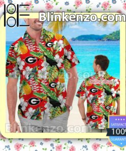 Personalized Georgia Bulldogs Parrot Floral Tropical Mens Shirt, Swim Trunk