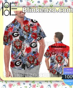 Personalized Georgia Bulldogs Tropical Floral America Flag For NCAA Football Lovers University of Georgia Mens Shirt, Swim Trunk