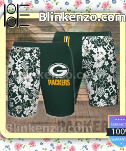 Personalized Green Bay Packers Flowery Dark Green Summer Hawaiian Shirt, Mens Shorts a