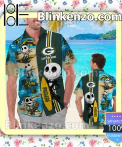 Personalized Green Bay Packers Jack Skellington Mens Shirt, Swim Trunk