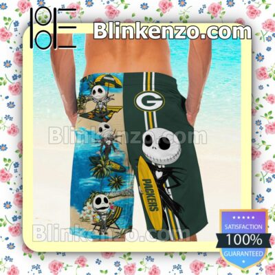 Personalized Green Bay Packers Jack Skellington Mens Shirt, Swim Trunk a
