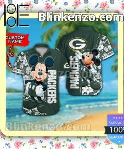 Personalized Green Bay Packers & Mickey Mouse Mens Shirt, Swim Trunk