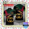 Personalized Gucci Black Monogram American Flag Embroidered Polo Shirts