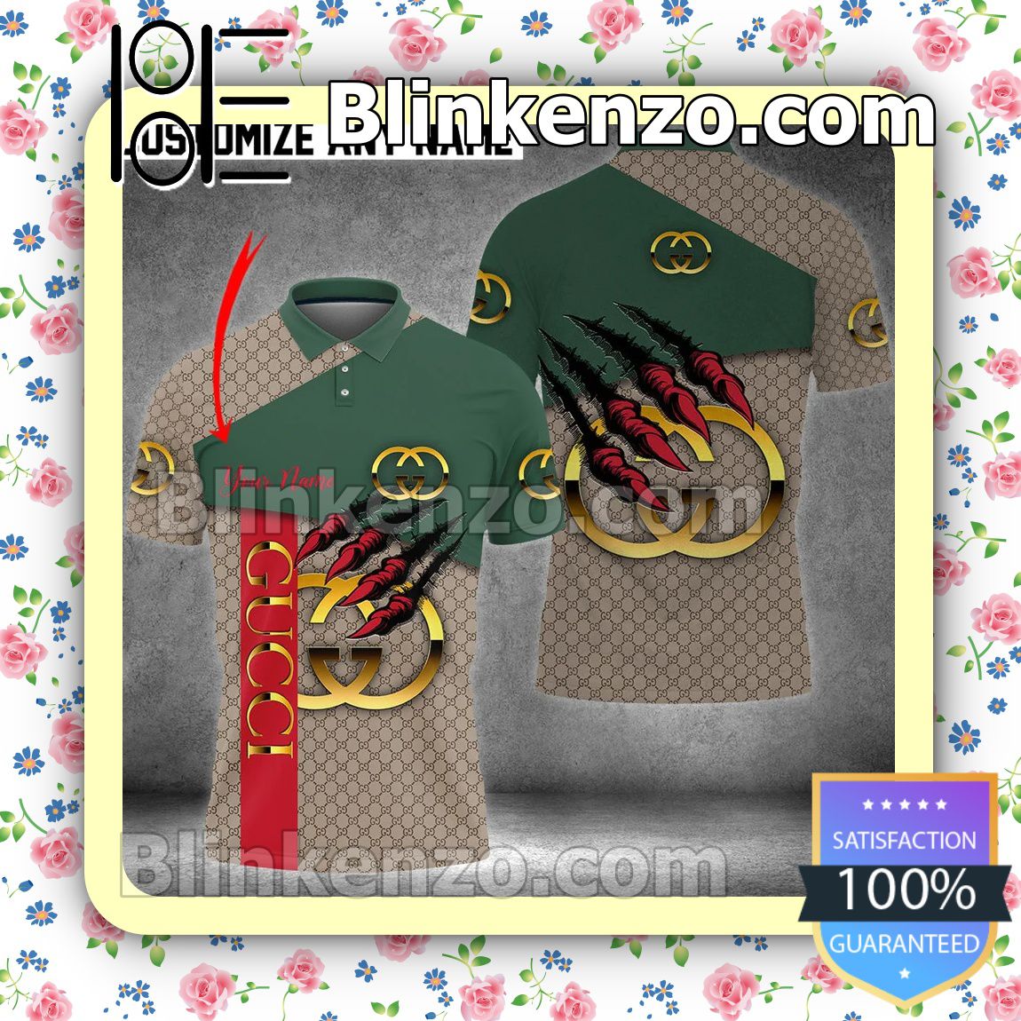 Personalized Gucci Monster Claw Embroidered Polo Shirts