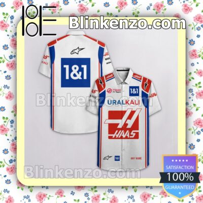 Personalized Haas F1 Racing Uralkali 1&1 Alpinestars White Summer Hawaiian Shirt