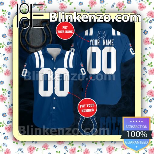 Personalized Indianapolis Colts Football Blue Summer Hawaiian Shirt, Mens Shorts