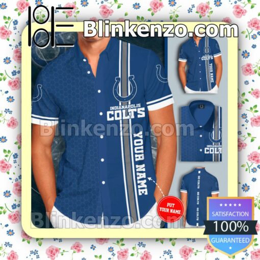 Personalized Indianapolis Colts Go Colts Tiling Cobalt Summer Hawaiian Shirt, Mens Shorts