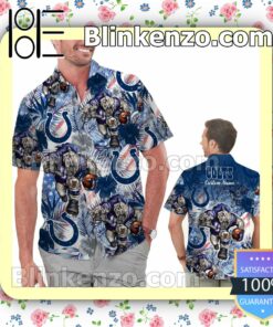 Personalized Indianapolis Colts Tropical Floral America Flag Aloha Mens Shirt, Swim Trunk