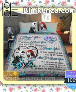 Personalized Jack And Sally I Choose You Queen King Quilt Blanket Set a