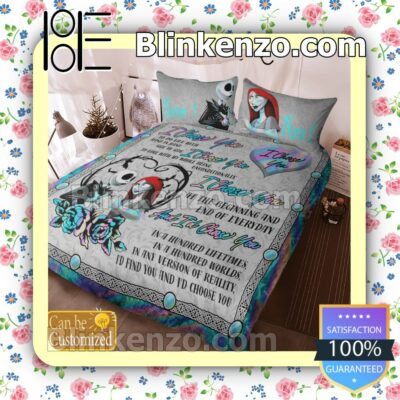 Personalized Jack And Sally I Choose You Queen King Quilt Blanket Set c