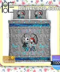 Personalized Jack And Sally It's Plain To See We're Simply Meant To Be Queen King Quilt Blanket Set