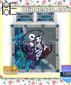 Personalized Jack And Sally You And Me We Got This Queen King Quilt Blanket Set