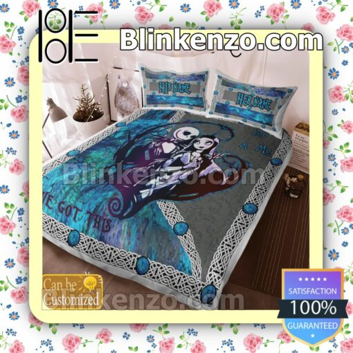 Personalized Jack And Sally You And Me We Got This Queen King Quilt Blanket Set c