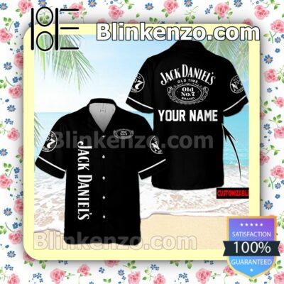 Personalized Jack Daniel's Old Time Black Summer Hawaiian Shirt, Mens Shorts