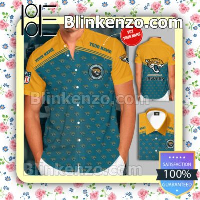 Personalized Jacksonville Jaguars Logo Teal Yellow Summer Hawaiian Shirt, Mens Shorts