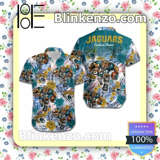 Personalized Jacksonville Jaguars Tropical Floral America Flag Aloha Mens Shirt, Swim Trunk a
