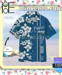 Personalized Jeep Floral Unisex   Blue Summer Hawaiian Shirt, Mens Shorts a