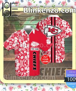 Personalized Kansas City Chiefs Flowery Red Summer Hawaiian Shirt, Mens Shorts