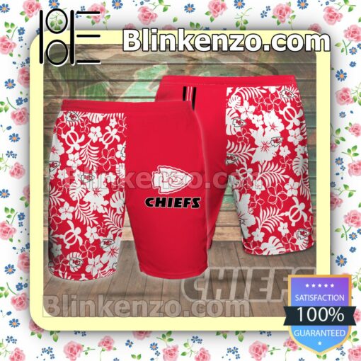 Personalized Kansas City Chiefs Flowery Red Summer Hawaiian Shirt, Mens Shorts a