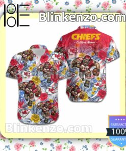 Personalized Kansas City Chiefs Tropical Floral America Flag Aloha Mens Shirt, Swim Trunk a