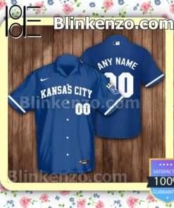 Personalized Kansas City Royals Baseball Blue Logo Branded Summer Hawaiian Shirt, Mens Shorts
