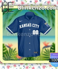 Personalized Kansas City Royals Baseball Blue Logo Branded Summer Hawaiian Shirt, Mens Shorts a
