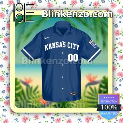 Personalized Kansas City Royals Baseball Blue Logo Branded Summer Hawaiian Shirt, Mens Shorts a