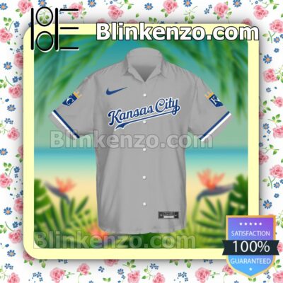 Personalized Kansas City Royals Baseball Gray Summer Hawaiian Shirt, Mens Shorts a