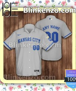 Personalized Kansas City Royals Baseball Grey Summer Hawaiian Shirt, Mens Shorts