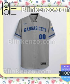 Personalized Kansas City Royals Gray Summer Hawaiian Shirt, Mens Shorts