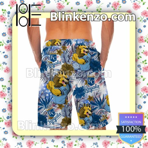 Personalized Kansas City Royals Tropical Floral America Flag For MLB Football Lovers Mens Shirt, Swim Trunk a