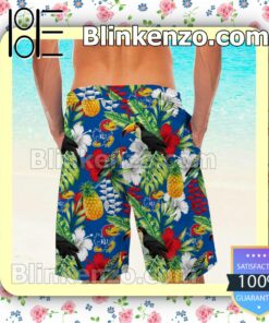 Personalized Kansas Jayhawks Parrot Floral Tropical Mens Shirt, Swim Trunk a