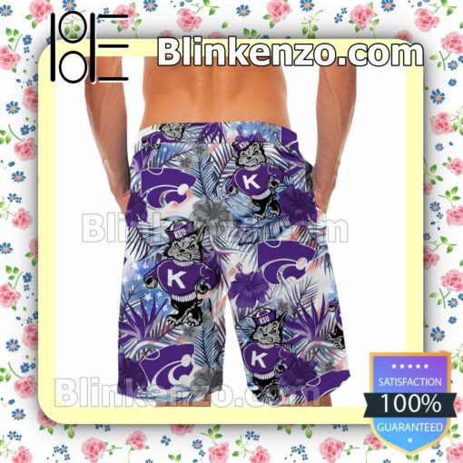 Personalized Kansas State Wildcats Tropical Floral America Flag For NCAA Football Lovers Mens Shirt, Swim Trunk a