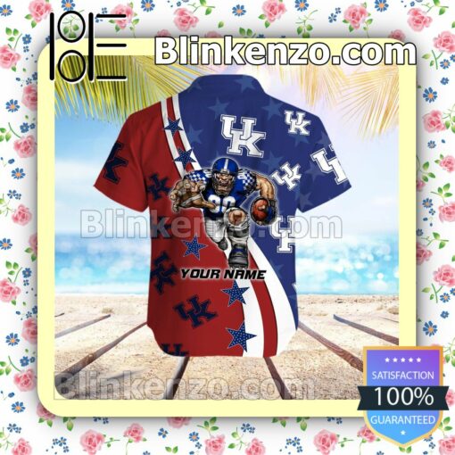 Personalized Kentucky Wildcats American Flag Mens Shirt, Swim Trunk a