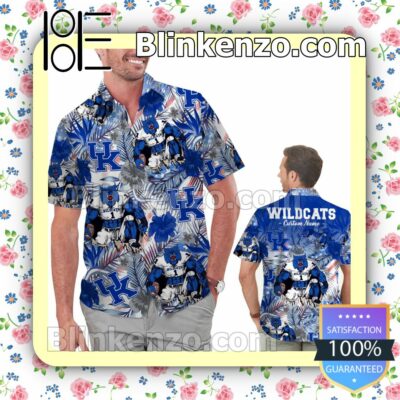 Personalized Kentucky Wildcats Tropical Floral America Flag For NCAA Football Lovers University of Kentucky Mens Shirt, Swim Trunk