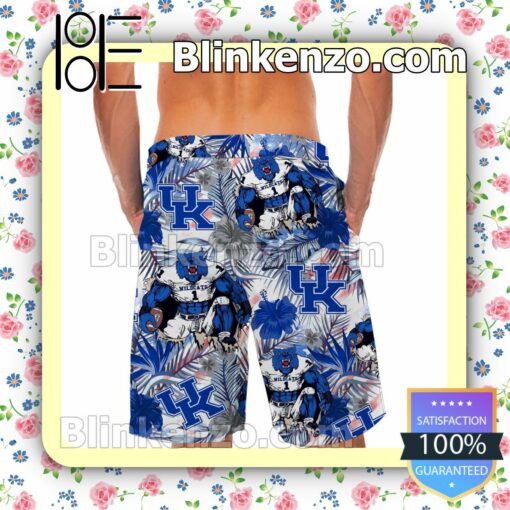 Personalized Kentucky Wildcats Tropical Floral America Flag For NCAA Football Lovers University of Kentucky Mens Shirt, Swim Trunk a
