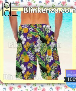 Personalized LSU Tigers Parrot Floral Tropical Mens Shirt, Swim Trunk a