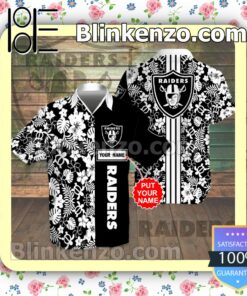 Personalized Las Vegas Raiders Flowery Black Summer Hawaiian Shirt, Mens Shorts
