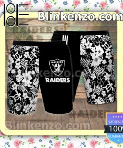 Personalized Las Vegas Raiders Flowery Black Summer Hawaiian Shirt, Mens Shorts a