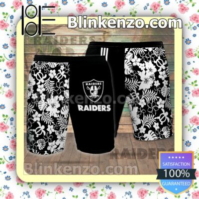 Personalized Las Vegas Raiders Flowery Black Summer Hawaiian Shirt, Mens Shorts a