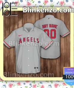 Personalized Los Angeles Angels Baseball Grey Summer Hawaiian Shirt, Mens Shorts