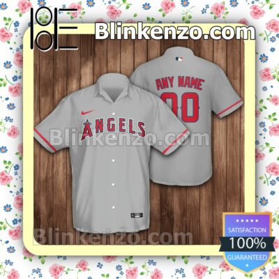 Personalized Los Angeles Angels Baseball Grey Summer Hawaiian Shirt, Mens Shorts